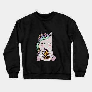 Cute Unicorn eating Pizza, Funny Pizza Lover Crewneck Sweatshirt